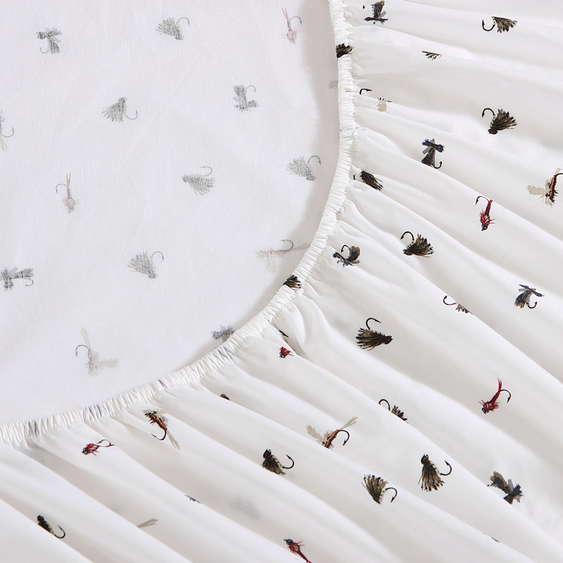 Ensemble de draps en polyester Shasta Lake, Ensemble de draps pour lit double avec 2 taies d'o, Mouches pour la pêche
