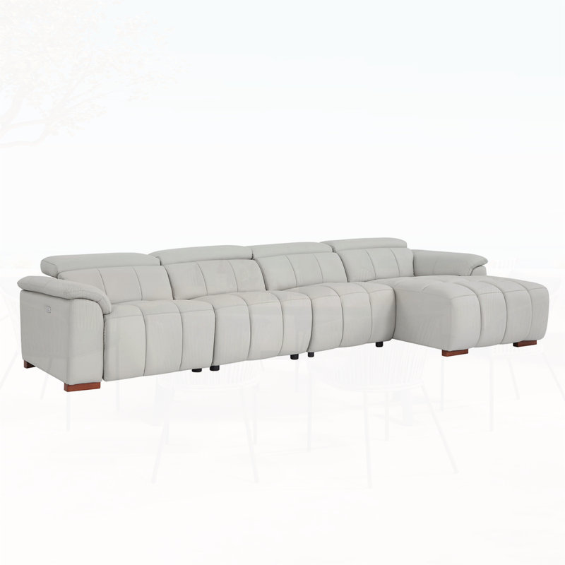 Canapé inclinable Wall-Hugger, Orienté à droite, Cuir véritable gris clair