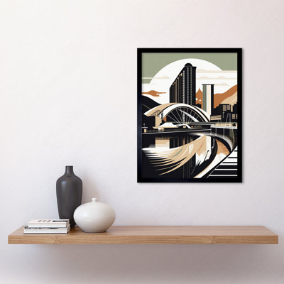 Louisha Clyde Arc Bridge Abstract Cityscape - Single Picture Frame Print