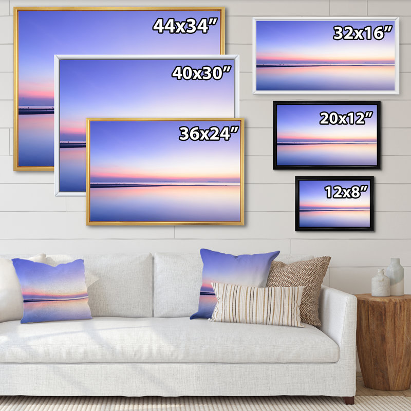 «Vibrant Panoramic Tropical Seascape Sunset III», reproduction d'art sur toile nautique et côtière, Cadre flottant brun