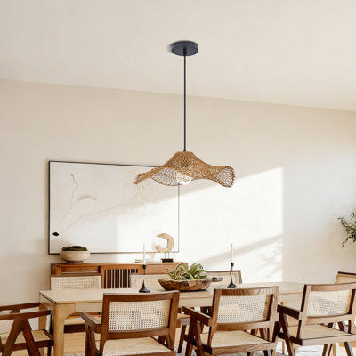 Rattan Wavy Pendant Light for Kitchen Island