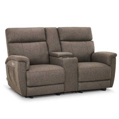 Canapé inclinable électrique 70,8 po avec console, vibration, double chauffage et appui-tête réglable, tissu