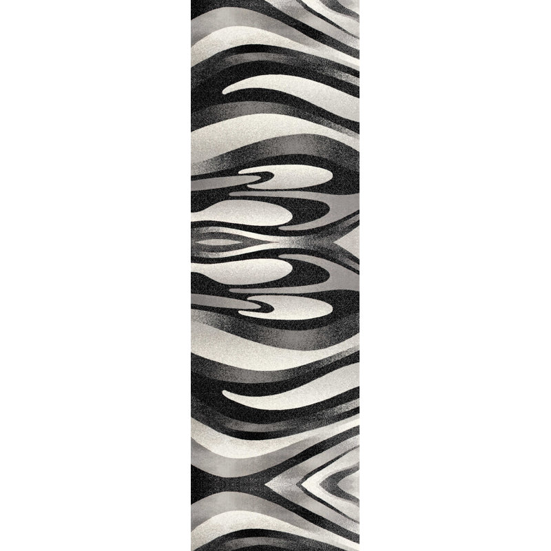 Dillup-Jones Abstract Gray Area Rug, Runner 2'8" x 20'