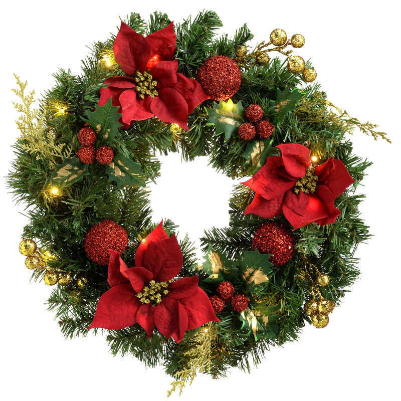 Faux Lighted 60cm Wreath