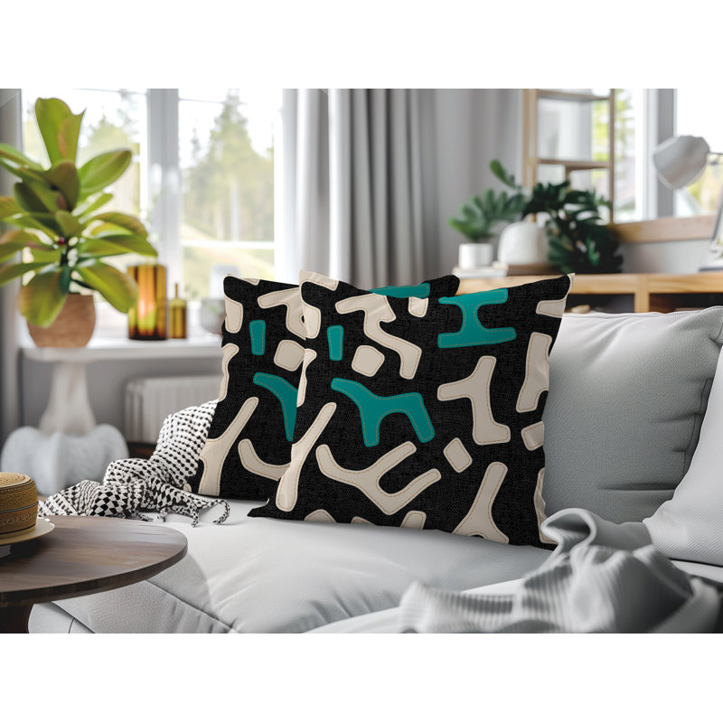 Coussin intérieur / extérieur 2 ensembles Mai, Sarcelle, 18 x 18