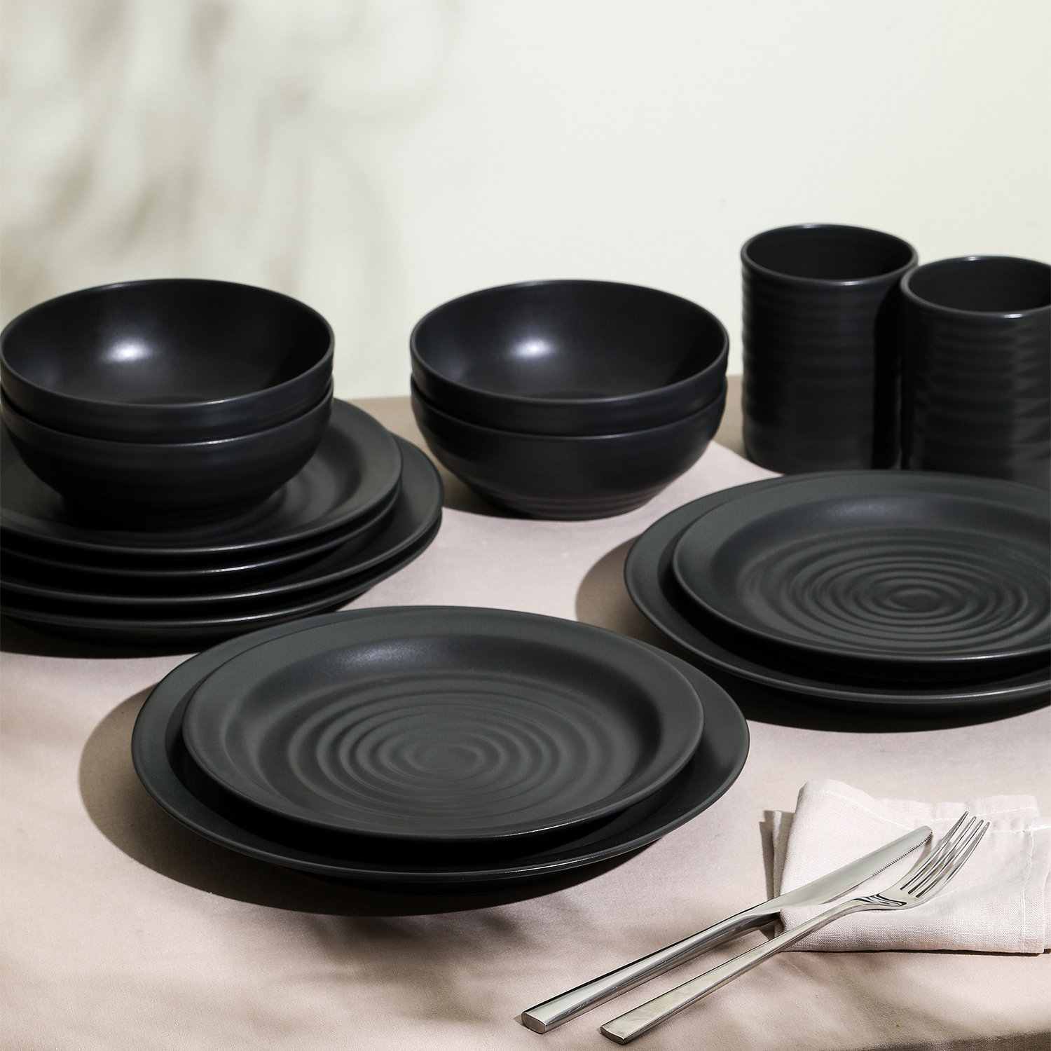 Orbit Stoneware Dinnerware Set, Gray