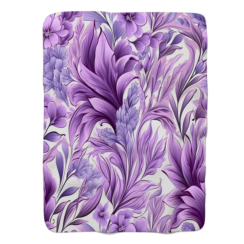 Minimalist Lavender Florals - Couverture sherpa de qualité supérieure 1 pièce, Grand lit