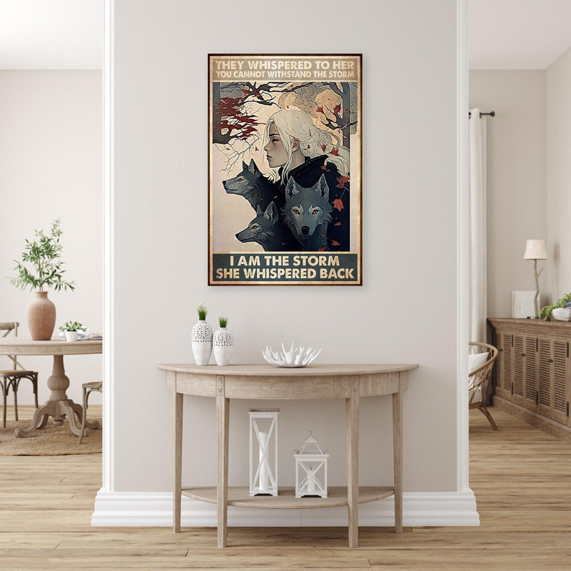 «Girl Anf Wolf I Am The Storm», impression sur toile, H 14 po x l 11 po x P 1,25 po