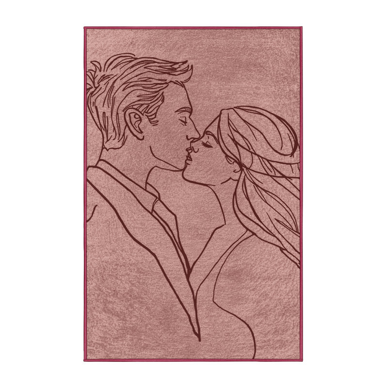 Tapis brun moderne et contemporain lavable à la machine Fieldston Valentines, 3 X 5