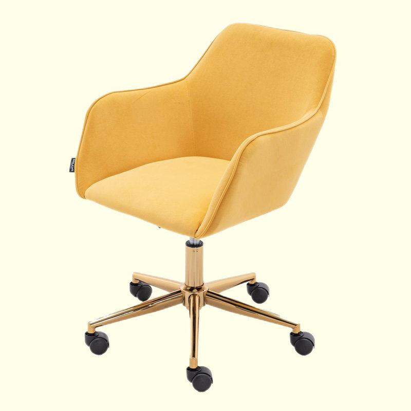 Maxton Velvet Office Chair, Yellow, Velvet