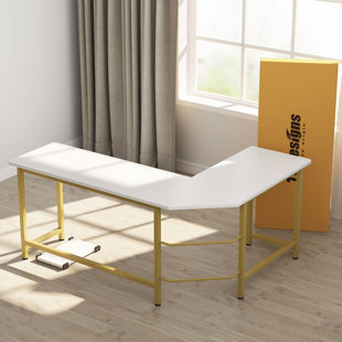 Azharia L-Shaped Metal Base Computer Desk