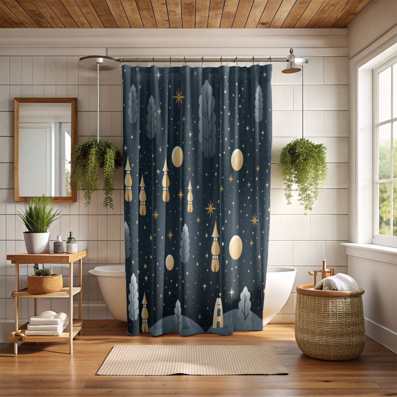 Rideau de douche Holiday Night - Premium, H 74 po x l 71 po