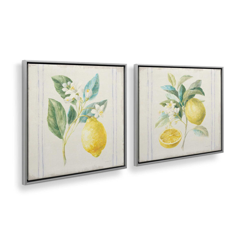 Zesty Little Sunshine, ensemble de 2 impressions, 16 po x 16 po, Toile avec cadre, Chrome poli