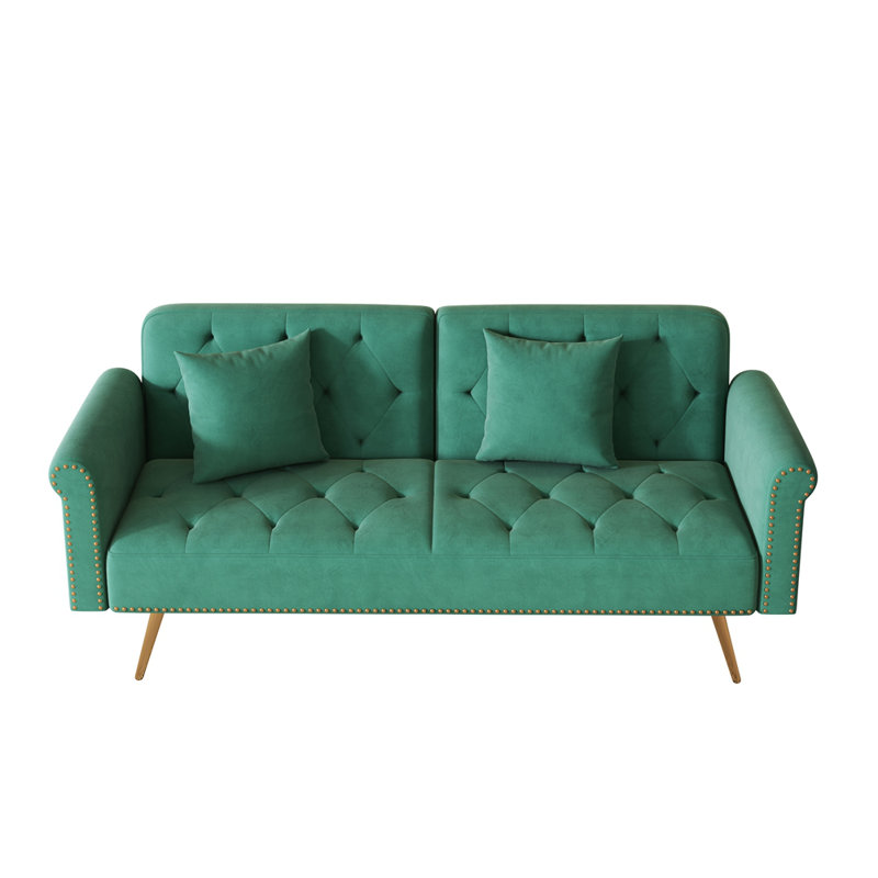 Canapé-lit en velours de 69,7 po, Vert
