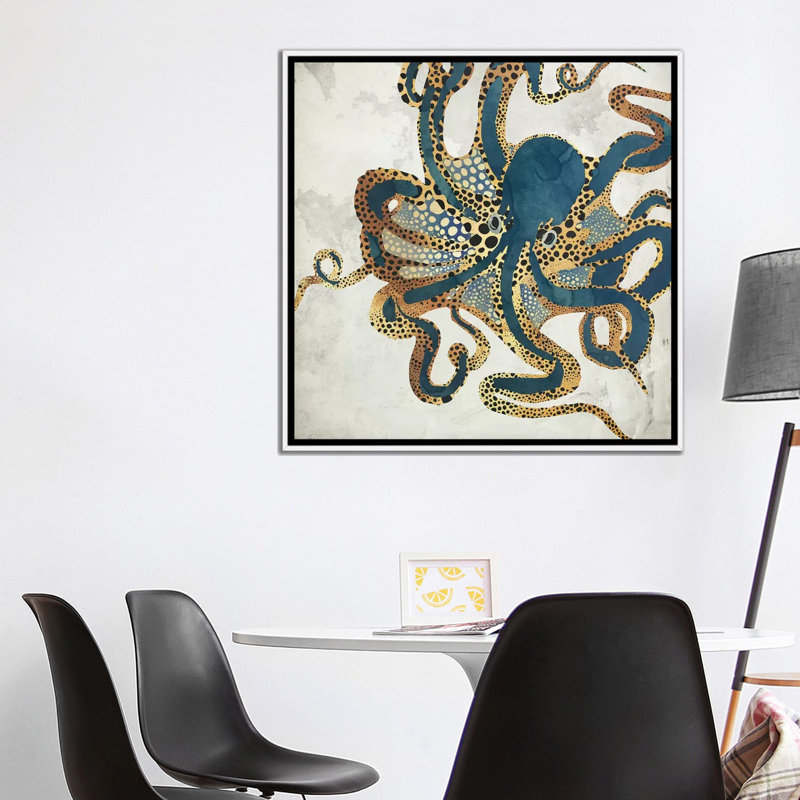 Underwater Dream VI - impression d'art graphique, Blanc, H 37 po x l 37 po, Toile avec cadre flottant
