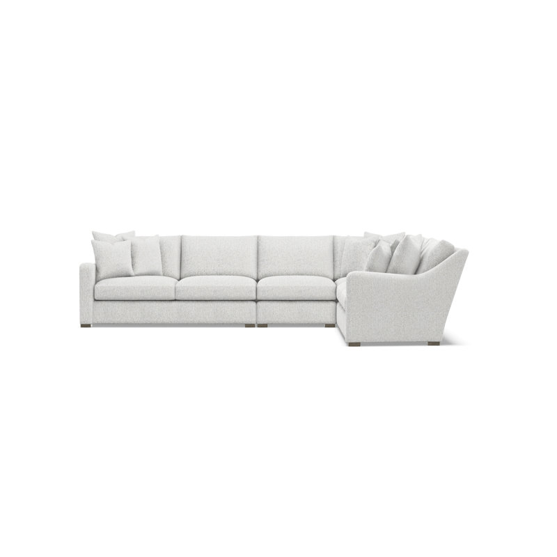 Sectional, 34.5" H x 137.5" W x 107.5" D, White Polyester, Right Hand Facing