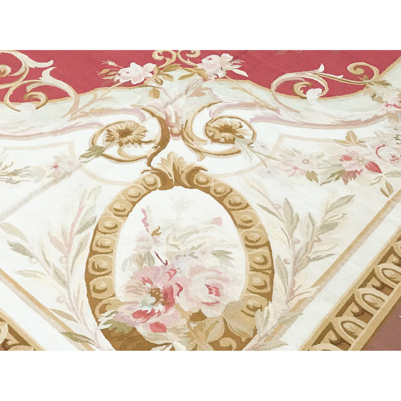 Hand-Knotted High-Quality Red and Beige Area Rug