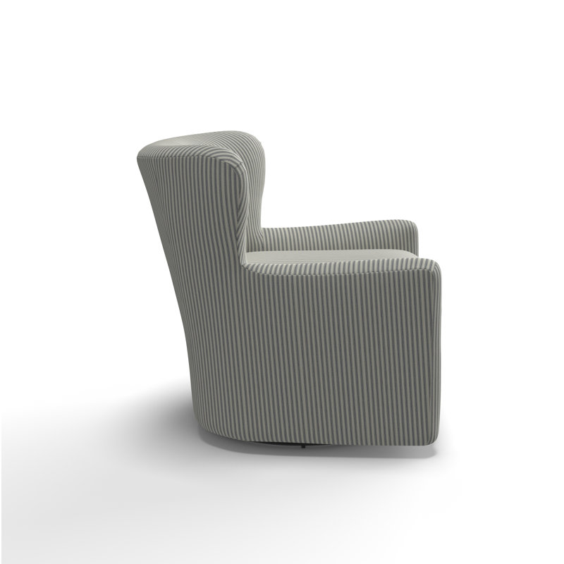 Bendigo Upholstered Swivel Barrel Chair, Cruise Adrift Woven Stripe
