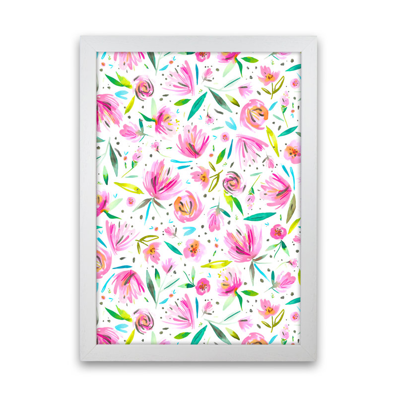 Peonies Pink - Print, White Framed, 63cm H x 46cm W x 3cm D