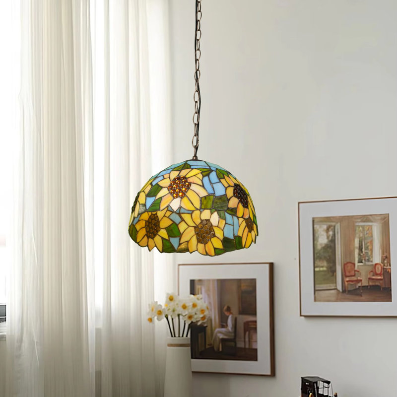 Tiffany Style Sunflower Pendant Lamp, Wall-mounted Control