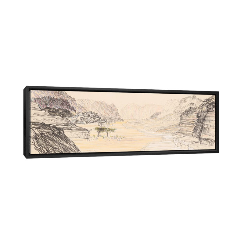 Nahal Nekarot by Itzu Rimmer - Panoramic Print on Canvas, Black Framed, 121.92 cm H x 40.64 cm W