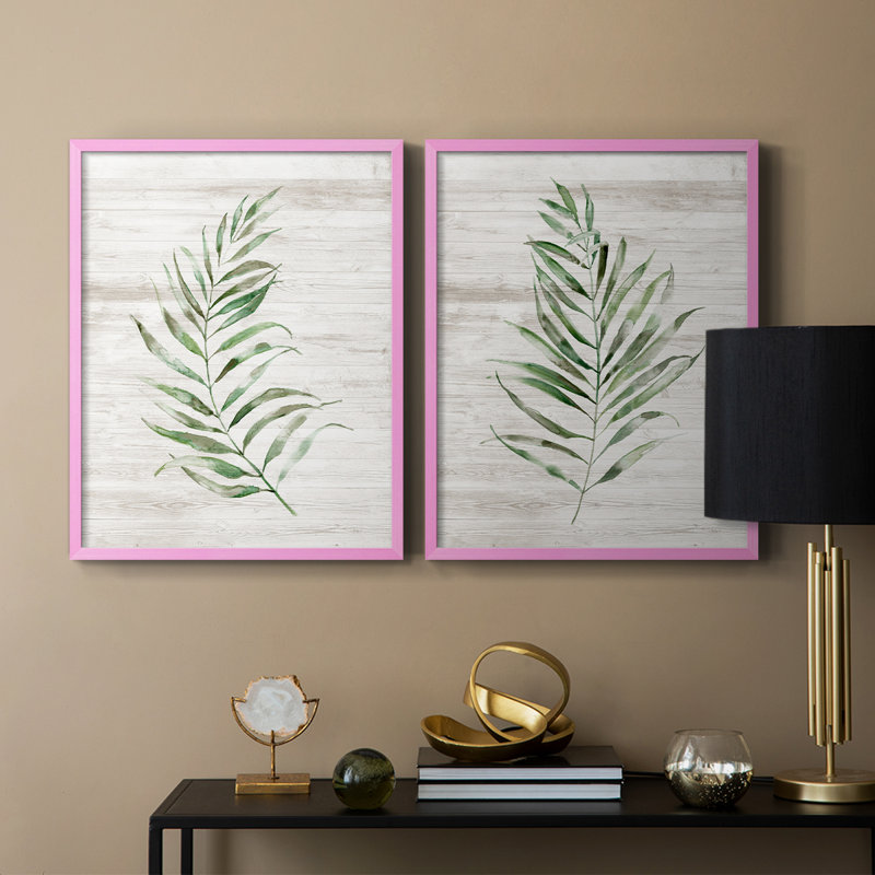 Impression encadrée Tropic Frond I-Premium - prête à être accrochée - aucun clou requis - aucun clou requis, Rose
