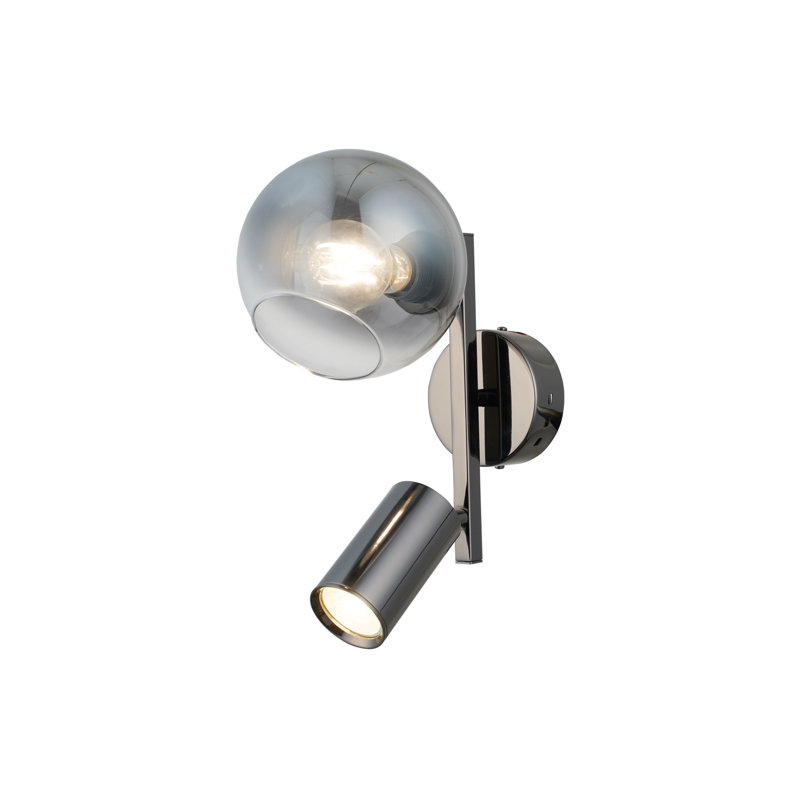 Lampe murale antique en laque, corps en métal, capuchon en verre 14 x 12 cm | Taille de la plaque de base: 4 x 4 x 1,2 pouces | 36 po de hauteur | Douilles E27 de 40 W et GU10 de 5 W maximum (ampoule non incluse) | Éclairage élégant et durable pour n'importe quelle pièce