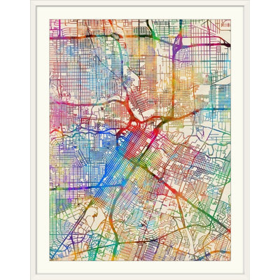 Francy " Houston Texas City Street Map " by Michael Tompsett Graphic Art Print