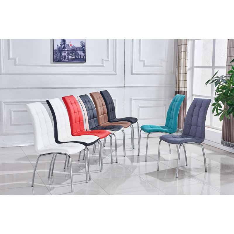 Chaise rembourrée Nasim, Gris foncé, Argent argent