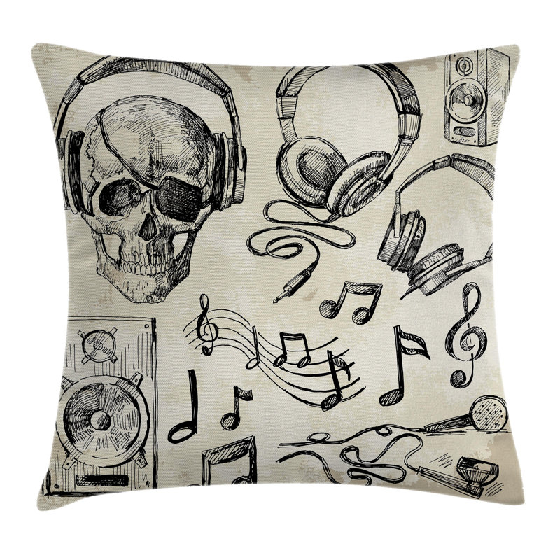 Rhydian Music Hipster Skull Outdoor Cushion Cover, 60cm H x 60cm W x 1cm D