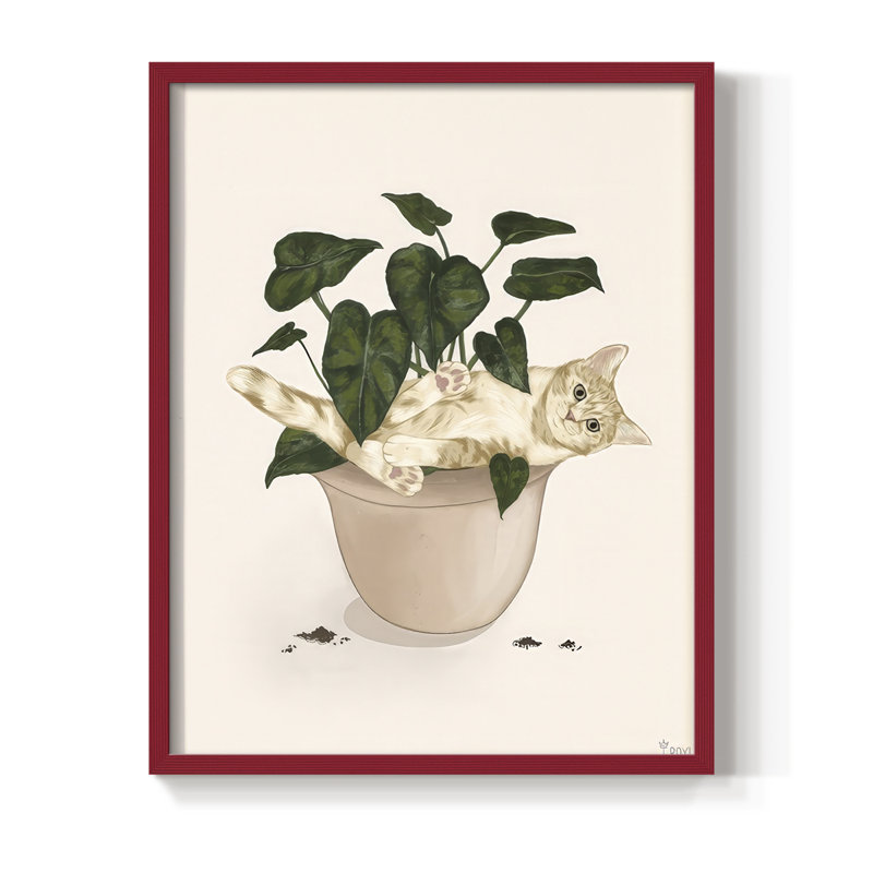«Happy Gardening I», reproduction encadrée - bois massif, H 15 po x l 12 po, Rouge