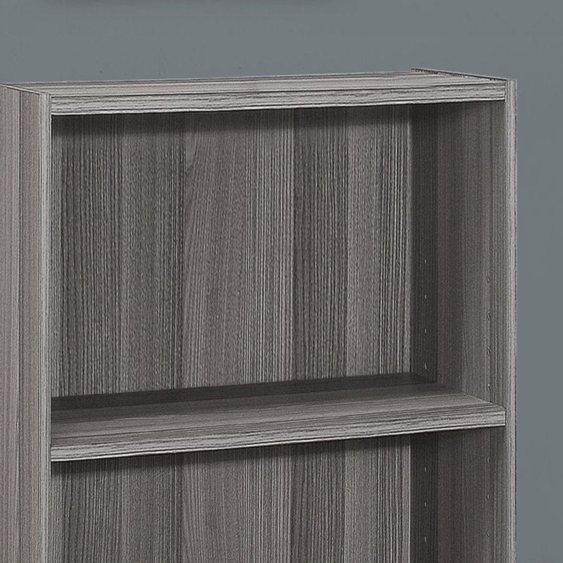 Bibliothèque, bibliothèque, 4 niveaux, H 36 po, bureau, chambre à coucher, stratifié, transitionnel, Gris