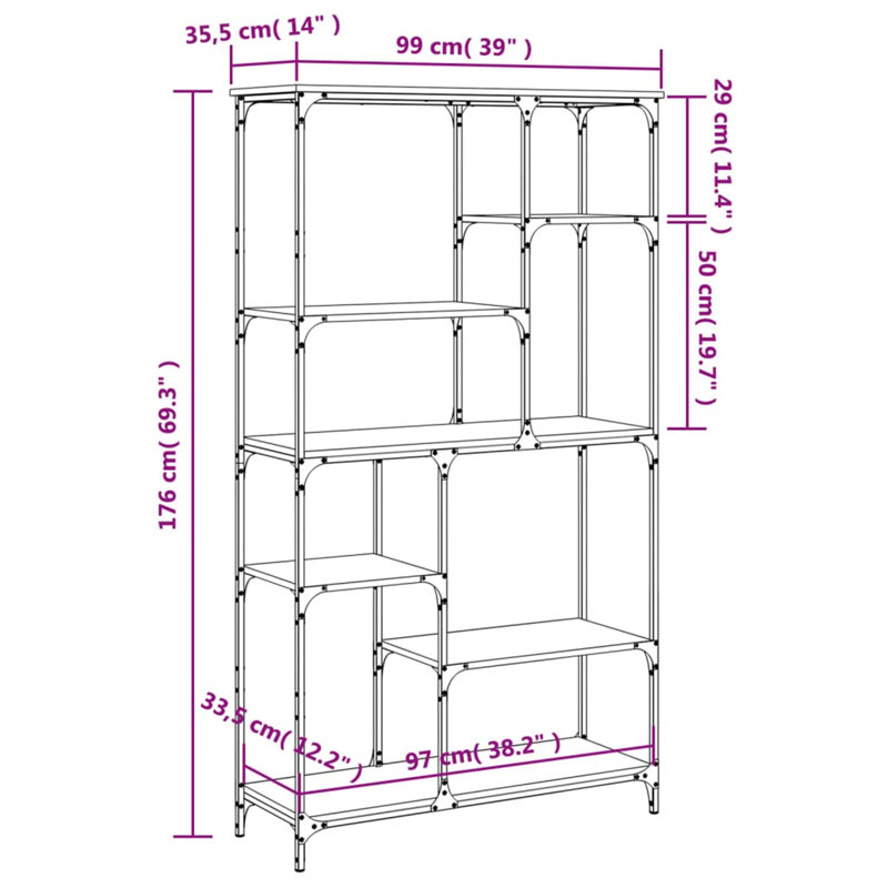 Algin 176cm H x 99cm W Metal Standard Bookcase