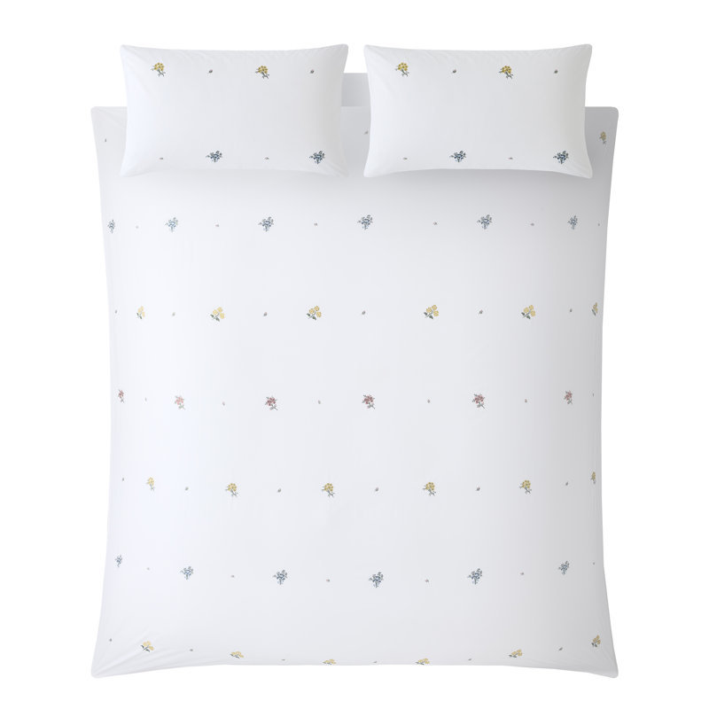 Historic Royal Palaces Bedding, Single Duvet Cover Set + 1 Standard Pillowcase, White Floral