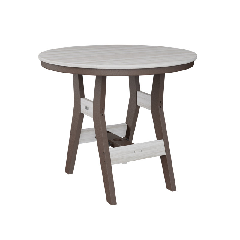 Harbor Outdoor Round Dining Table, Chocolate Brown, Seashell