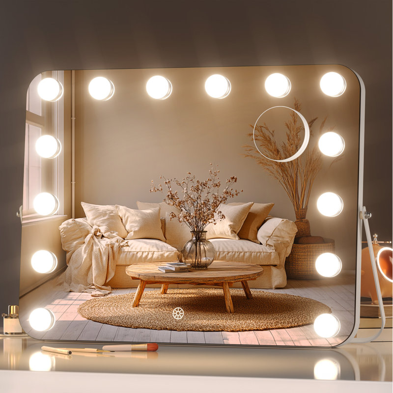 1 petit miroir de maquillage rectangulaire en métal, 17,7 po x 13,8 po