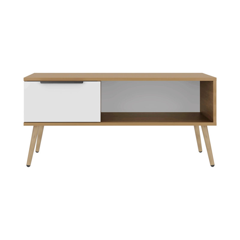 Table basse avec tiroir de rangement et tablette ouverte
