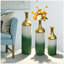 Ensemble de 3 vases de sol décoratifs en métal à motif de feuilles vertes, vases hauts verts et blancs pour la décoration du salon et de l'entrée