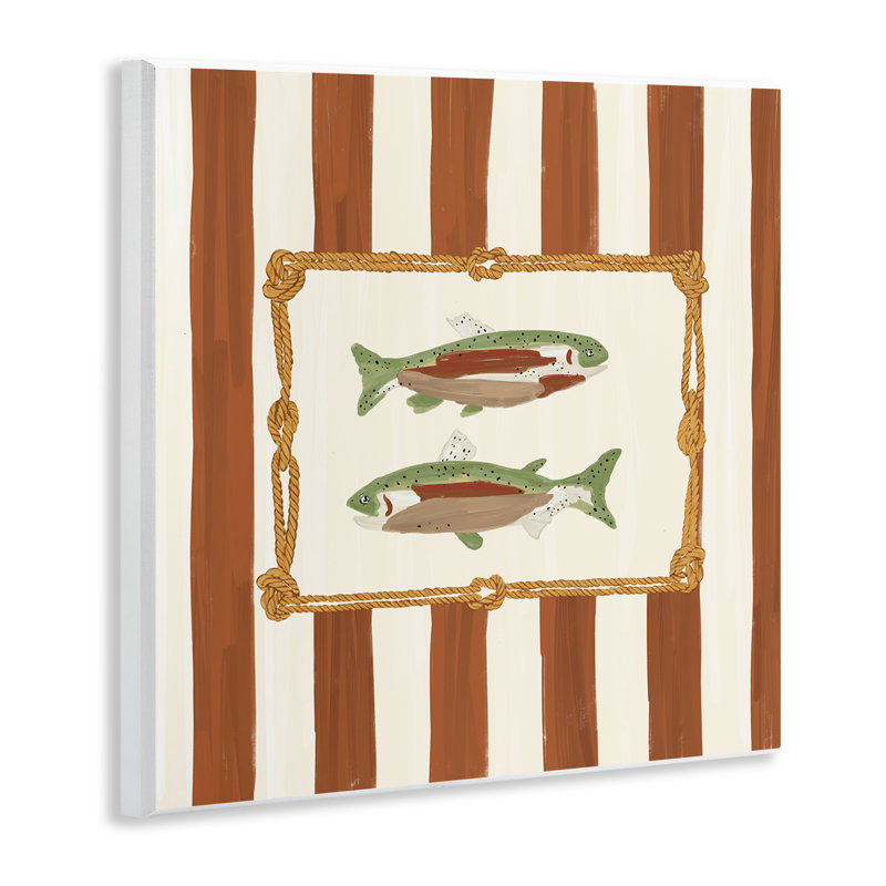Gone Fishing on Stripes Wall Plaque, design by Veronica Lara