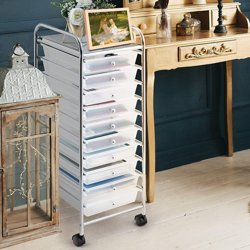 Parramatta 86.5 cm H x 33 cm W Utility Cart, White/Silver