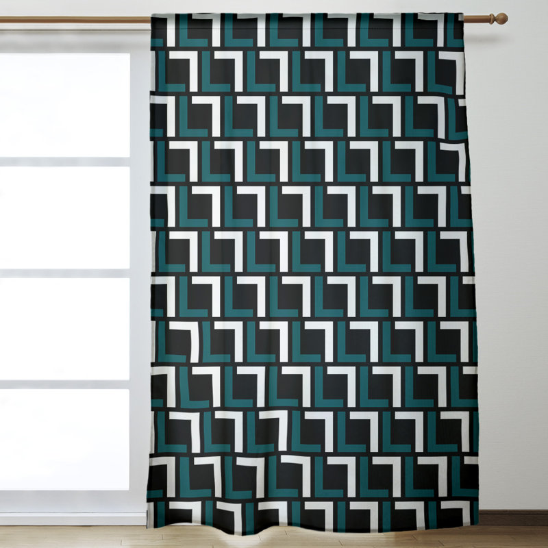 Rideau simple occultant et isolant avec passe-tringle Jacksonville, Philadelphia Football Green/White/Black