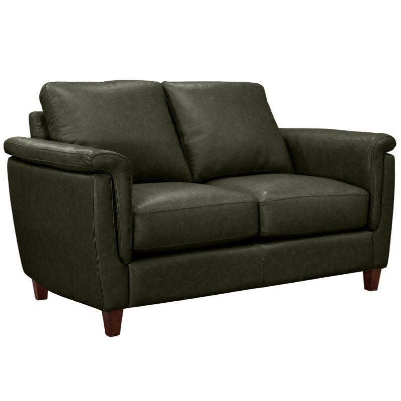 Causeuse en cuir véritable 57 po Rambrij, Gris anthracite