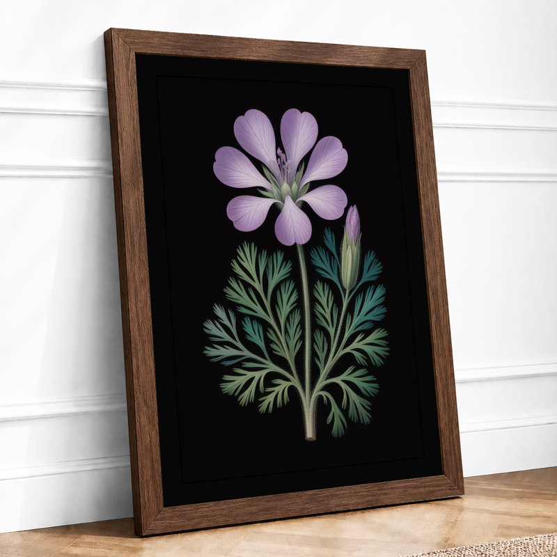 Solitary Bloom Botanical - Framed Print, A3 - 42.0 x 29.7 cm, Walnut