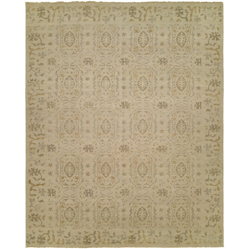 Tapis beige en laine noué la à la main Ketil, Rectangle 6 pi x 9 pi