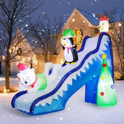 Décoration de Noël gonflable d'extérieur 9 pi, renne, pingouin, ours polaire, scène de jeu gonflable avec lumières DEL, décoration de Noël pour la cour, le jardin et les fêtes