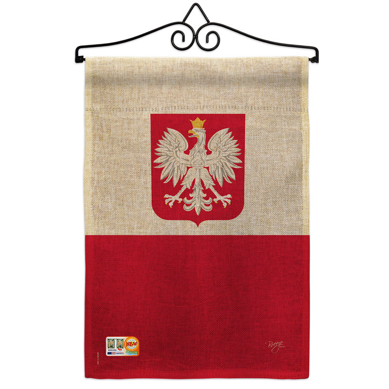 En toile jute 2 faces pologne 19 x 13 po ensemble de drapeau