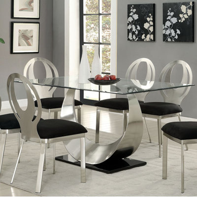 Melendy Glass Top Metal Base Dining Table