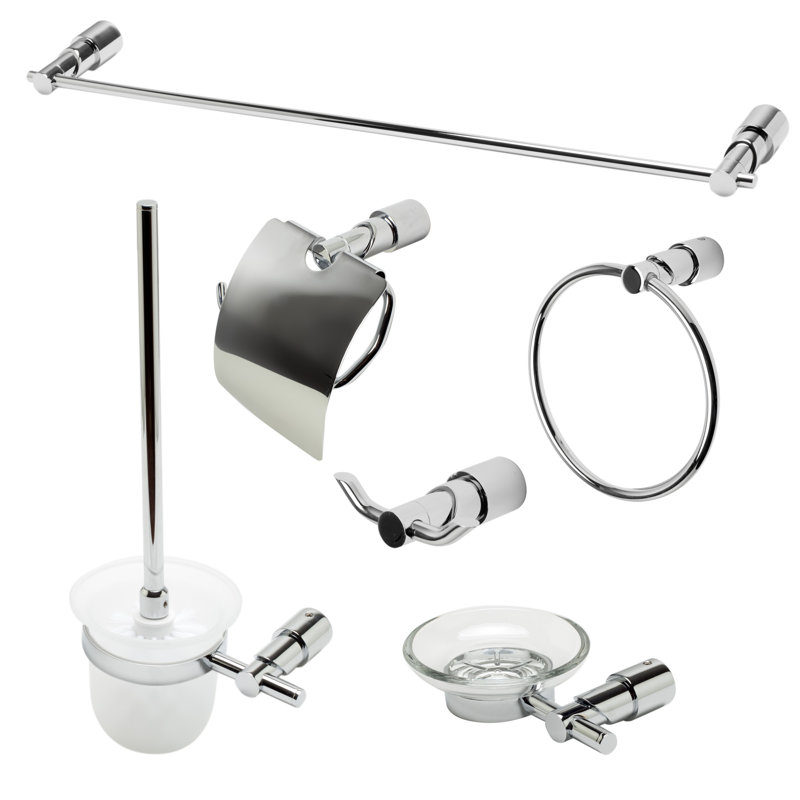 Polished Chrome 6-Piece Modern Bathroom Accessory Set