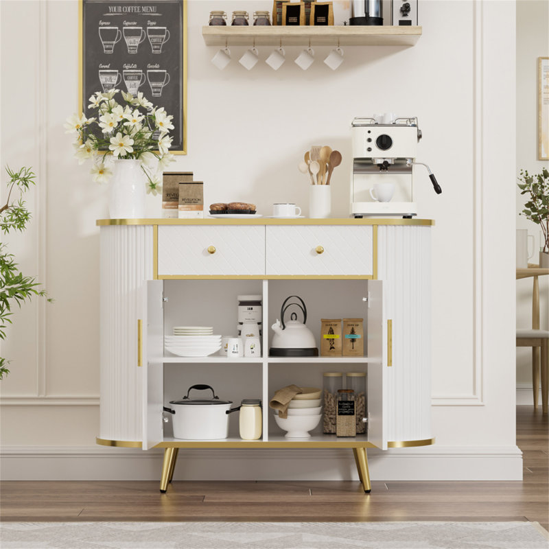 Buffet de luxe incurvé avec 2 tiroirs et portes pour le salon, le vestibule, le couloir et la salle de bain