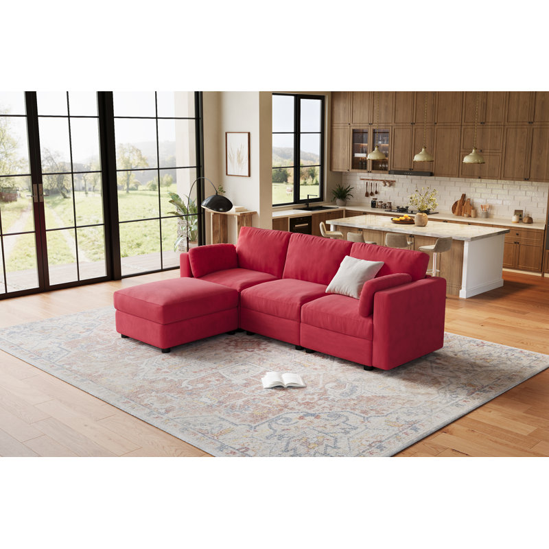 Canapé modulaire surdimensionné en U surdimensionné, canapé en chenille à 8 places avec repose-pieds mobile, convertible pour salon, appartement ou bureau